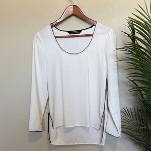 Zara White Blouse with Black Trim